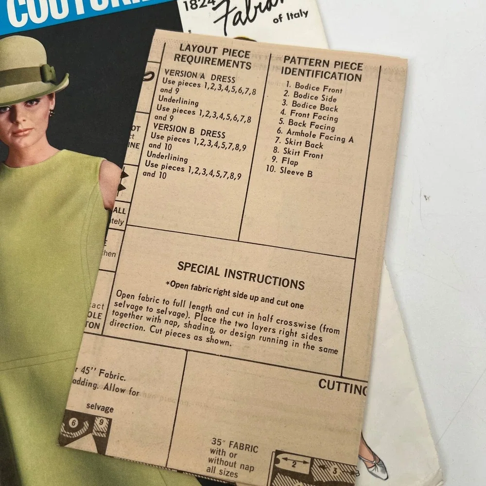 Vogue Couturier Design‎ 1824 Alberto Fabiani 60s Dress Pattern Size 12